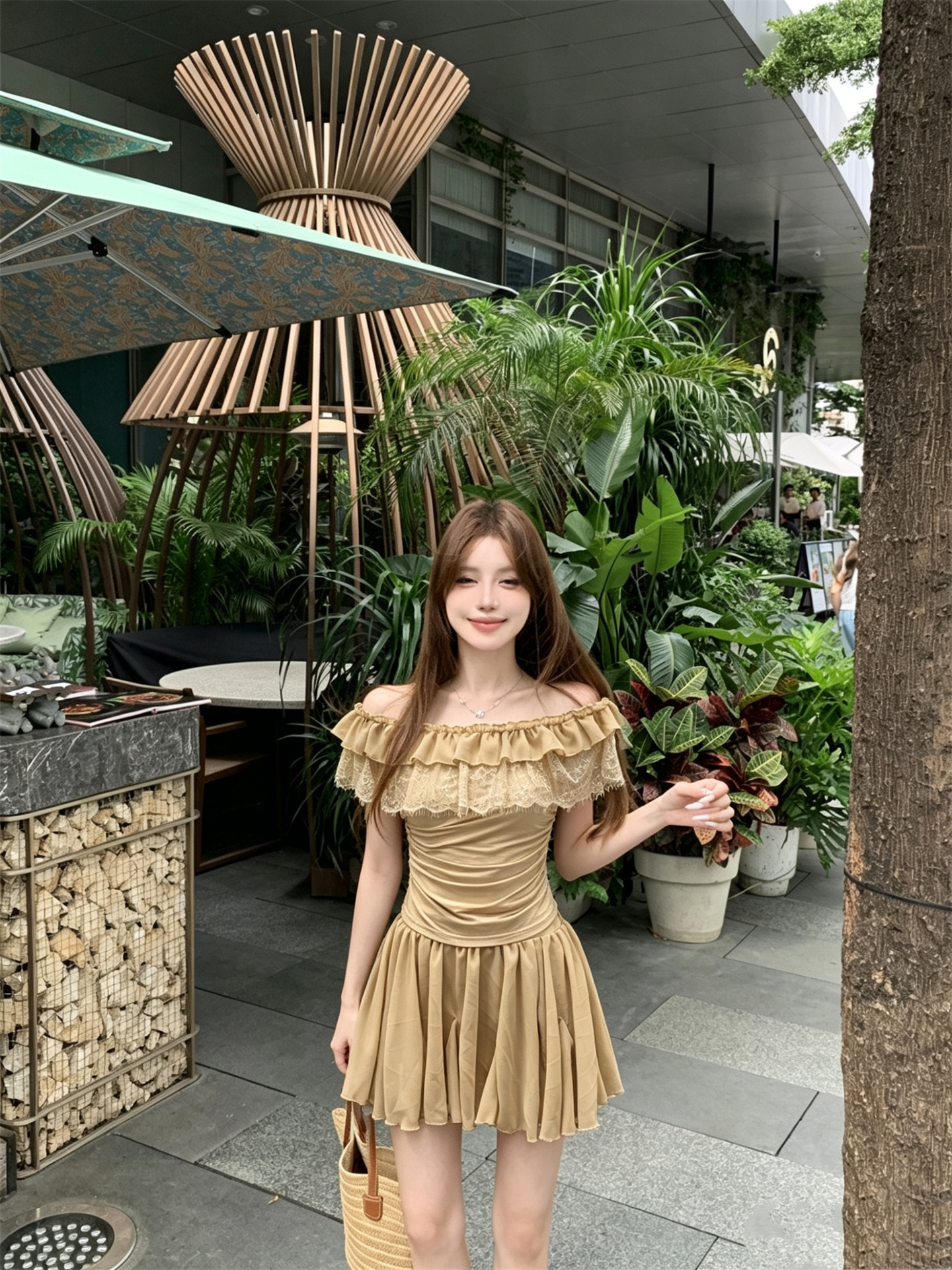 실사 정가 절묘한 레이스 조각 오프숄더 맨위 품격 프릴 도루 센스 미니 스커트