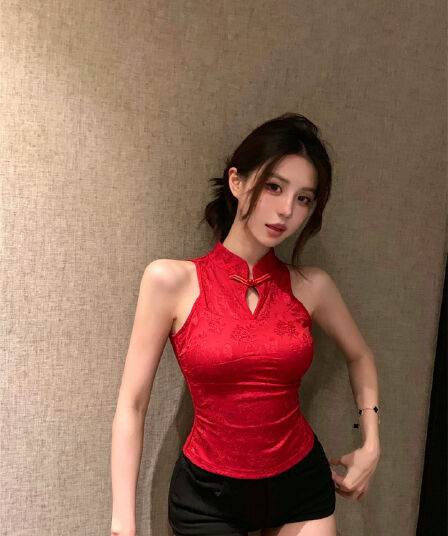실사 정가 중식 로얄 자매 몸매 가꾸기 홀로우 아웃 조끼 맨위