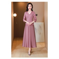 批发高端轻奢高级感晚礼服喜婆婆婚宴装2025<b class='q'>新款</b>年轻妈妈气质连衣裙