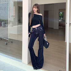 批发【BSF.cn】长腿比例｜甜酷复古调好穿耐搭 翻盖口袋高弹喇叭牛仔