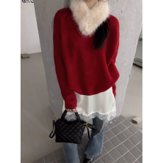 批发韩系甜美风软糯<b class='q'>兔毛</b>绒套头<b class='q'>毛衣</b>女秋冬新款毛绒围脖慵懒保暖上衣