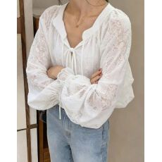 批发<b class='q'>韩</b>国2026百搭设计感T恤女衬衫v领蕾丝打底衫