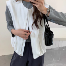 批发2025新款欧货韩版圆领无袖马甲女<b class='q'>百搭</b>显瘦背心外套潮