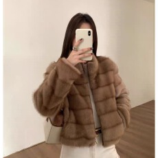 批发已出 韩系复古仿貂毛立领环保毛毛外套女2025冬季新款加厚皮草