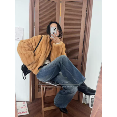 批发newbemyself <b class='q'>韩国</b>代购 闪亮洋气高档仿貂毛保暖环保皮草<b class='q'>短外套</b>