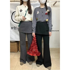 批发秋冬新款韩系设计感微喇屁帘喇叭裤<b class='q'>女</b>高腰宽松显瘦直筒裤子