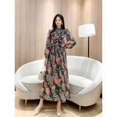 批发时尚套装女宽松灯笼长袖立领宽松印花<b class='q'>雪纺</b><b class='q'>衫</b><b class='q'>两件套</b>高腰百褶半身裙