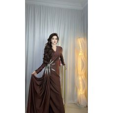 批发女装<b class='q'>高端</b>大气V领<b class='q'>连衣裙</b>带钻婚礼晚会礼服裙