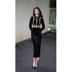 批发<b class='q'>赫本</b><b class='q'>风</b>高级感超好看收腰修身包臀长裙小众时尚气质连衣裙