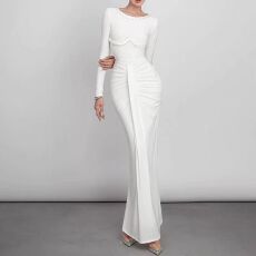 批发越南小众<b class='q'>品牌</b>新款设计感编织麻花压褶飘带<b class='q'>连衣裙</b>