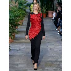 批发新款欧美时尚立体花边拼接收腰修身宴会<b class='q'>连衣裙</b>