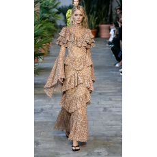 批发全智贤明星同款红色荷叶边拼接百褶裙婚宴礼服<b class='q'>连衣裙</b>