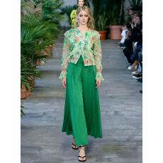 批发法式上衣女甜美荷叶边拼接<b class='q'>碎花</b><b class='q'>衬衫</b>+长裤俩件套