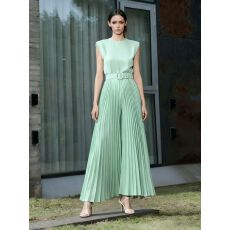 批发新款外贸无袖气质高腰垂感遮肚子阔腿裤显高<b class='q'>连体裤女</b>