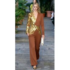 批发A御姐范高级感重工亮片闪闪V领长袖<b class='q'>连体裤女</b>轻奢名媛高腰微喇长裤