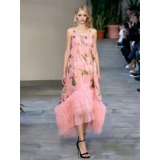 批发女士无袖雪纺<b class='q'>连衣裙</b>拼接网纱蛋糕长裙印花<b class='q'>宽松</b>大摆优雅