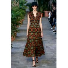 批发《热烈自由红玫瑰》雪纺印花斜裁收腰显瘦V领黑色<b class='q'>连衣裙</b>