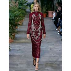 批发新品<b class='q'>欧美</b>连衣裙黑色网纱透视烫钻性感中长款生日派对聚会<b class='q'>礼服</b>