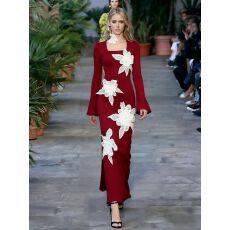 批发新品品<b class='q'>欧美</b>连衣裙立体珠花带脖套性感中长款生日派对聚会<b class='q'>礼服</b>