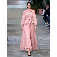 批发法式复古优雅蕾丝拼接收腰灯笼袖<b class='q'>连衣裙</b>显瘦气质<b class='q'>宫廷</b>风长