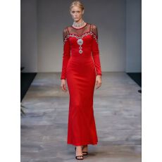 批发新<b class='q'>款</b>钉珠长袖长裙休闲晚礼服<b class='q'>走</b><b class='q'>秀</b>表演派对交际气质女装