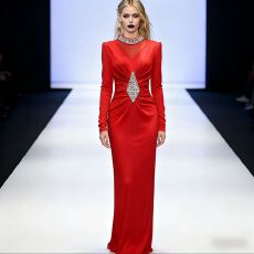 批发<b class='q'>欧美</b>ins高级感重工镶钻圆领连衣裙女秋季名媛收腰优雅包臀<b class='q'>礼服</b>裙