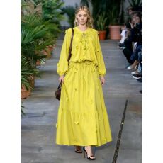 批发温柔风气质两件套女秋甜美立体花朵系带灯笼袖上衣高腰大摆<b class='q'>半身裙</b>