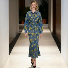 批发新中式国风碎花牛仔<b class='q'>套装</b>裙女新款巨好看超火大方得体两件套爆款