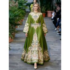 批发名媛<b class='q'>宫廷</b>风印花Polo领<b class='q'>连衣裙</b>女春季灯笼袖高级感别致设计轻奢长裙