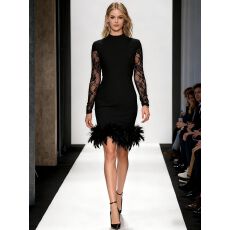 批发<b class='q'>欧美</b>风新款修身羽毛<b class='q'>礼服</b>连衣裙气质名缓聚会敬酒晚装