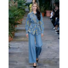 批发新款<b class='q'>牛仔</b>两件套女欧美时尚休闲<b class='q'>套装</b>Cowboy two-piece set