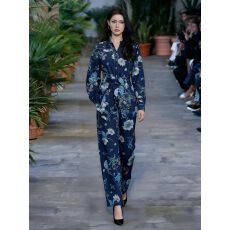 批发设计感碎花拼接<b class='q'>牛仔</b>衬衫+阔脚裤女韩系气质时髦<b class='q'>套装</b>