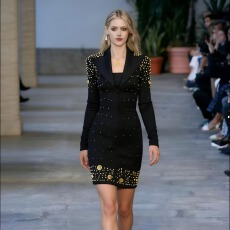 批发美小众轻奢名媛重工钉珠亮片西装连衣裙<b class='q'>女</b>收腰显瘦包臀黑色礼服