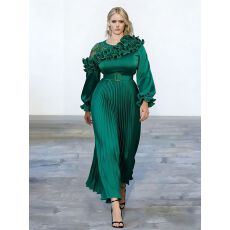 批发欧美新款时尚气质长袖连衣裙非洲<b class='q'>大码</b>女装立体花朵长裙礼服