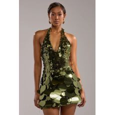 批发TigerMist深V领挂脖亮片闪闪连衣裙辣妹<b class='q'>夜店</b>派对露背紧身包臀短裙