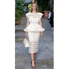 批发越南小众勾花<b class='q'>镂空</b>无袖套装长裙法式优雅透视花朵束腰套装裙长款女