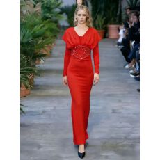 批发新款气质女人味收腰包臀鱼尾长裙显高显瘦V领垂感<b class='q'>连衣裙</b>