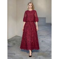 批发法式高级感烫钻蕾丝圆领长袖<b class='q'>连衣裙</b>女秋季收腰显瘦大摆礼服长裙子