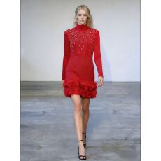 批发新款重工钉花裙摆气质长袖中长裙高级感宴会礼服裙<b class='q'>连衣裙</b>