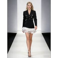 批发优雅风黑色西装<b class='q'>连衣裙</b>女新款钉珠双排扣收腰千金风礼服裙