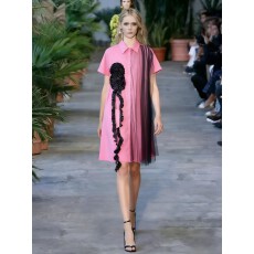 批发小众设计感新款女<b class='q'>连衣裙</b>拼接网纱立体花朵宽松长裙大码时尚