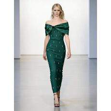 批发<b class='q'>欧美</b>风外贸新款一字肩缝钻后礼服女神范洋气休闲派对连衣裙