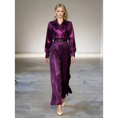 批发新款女士套装亮面褶皱长衬衫阔腿长裤两件套休闲时尚<b class='q'>大码</b>