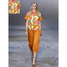 批发日系抽象纯棉<b class='q'>衬衫</b>女短袖宽松休闲<b class='q'>衬衣</b>港风上衣+裤子俩件套