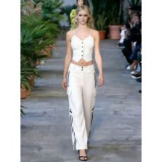 批发<b class='q'>欧美风</b>外贸女装新款时尚无袖条纹背心高腰显瘦短裤套装