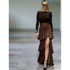 批发新款设计师<b class='q'>同款</b>不规则波点半身裙+上衣