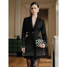 批发法式优雅新款收腰钉珠设计长袖高级感设计<b class='q'>西装</b>外套