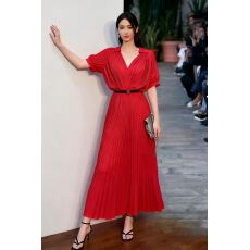 批发欧美时尚热销大码个性<b class='q'>百褶</b>裙连衣裙长裙长袖收腰显瘦气质裙子