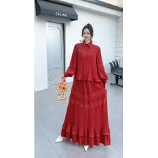 批发外贸新款<b class='q'>女装</b>时尚套装法式复古收腰显瘦长袖上衣+半身裙