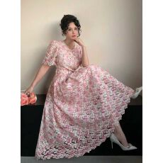 批发法式千金<b class='q'>风</b>轻奢镶钻钉珠圆领连衣裙女秋季薄纱刺绣收腰显瘦礼服裙